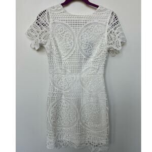 J.O.A. Los Angeles Lace Overlay Mini Sheath Dress White Women's Sz S NWT
